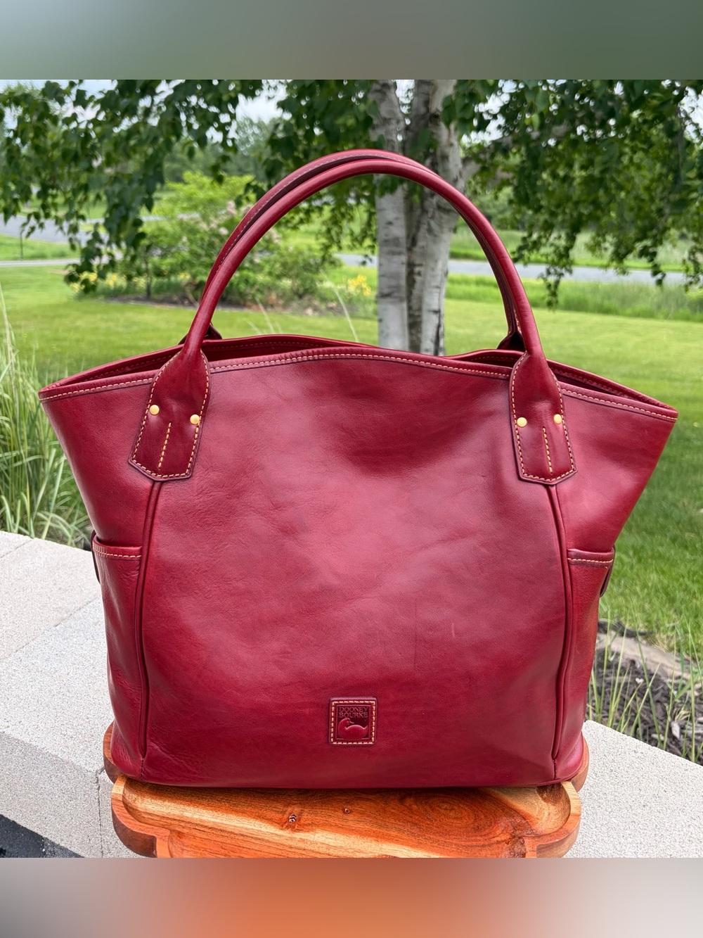 Dooney & Bourke Kristen Red Florentine Leather Tote Like New - Picture 17 of 17